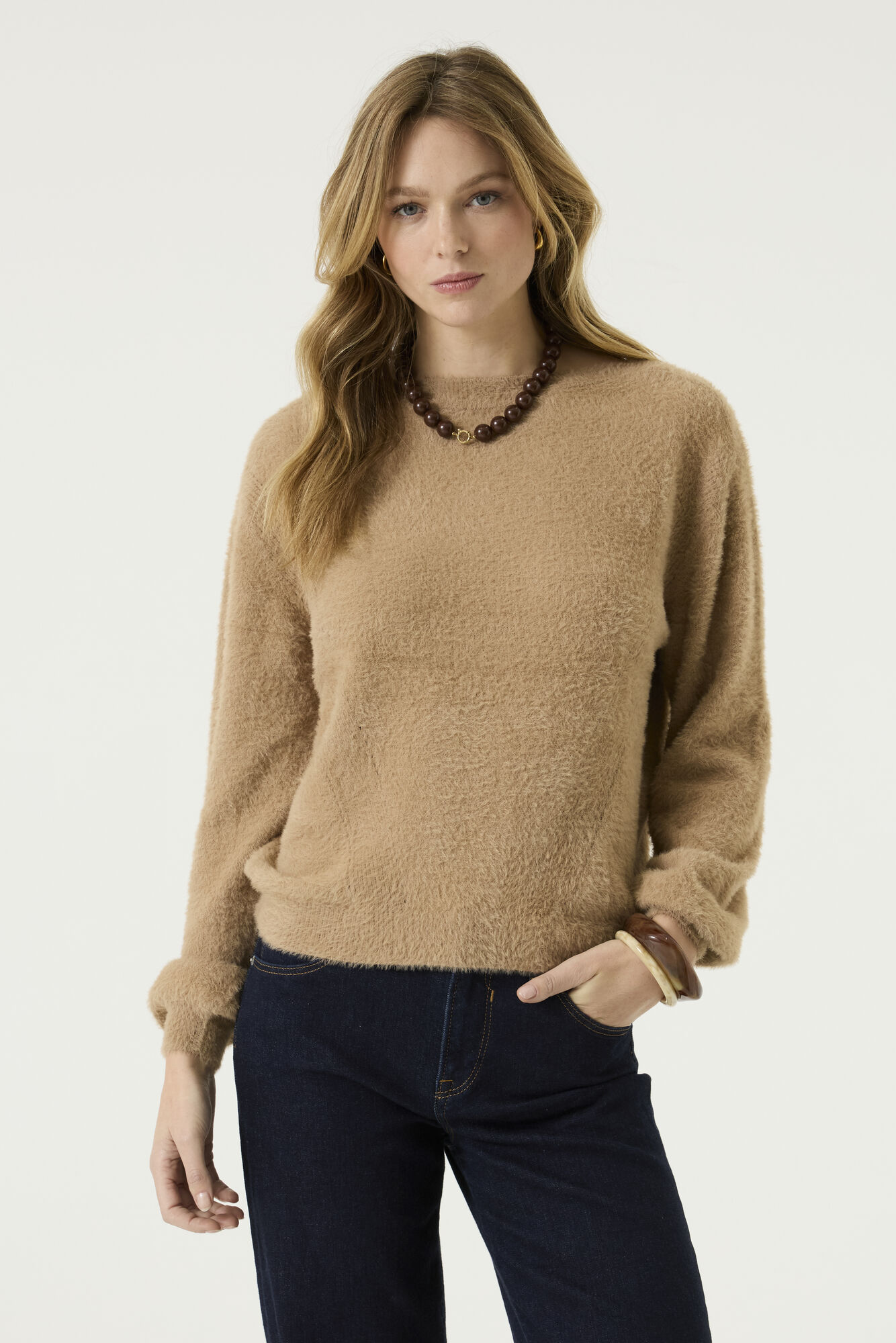 Soft Taupe Furry Trui