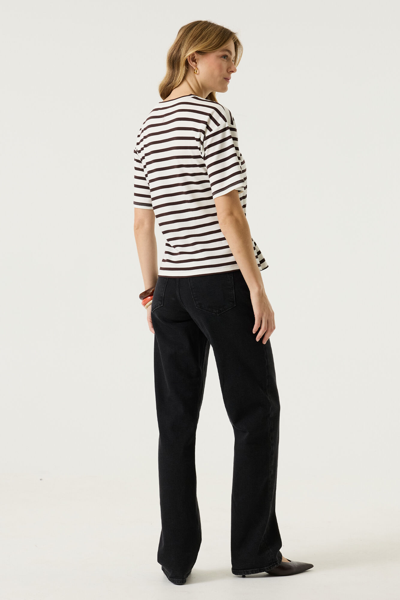 T-shirt Stripe Brown - Afbeelding 1