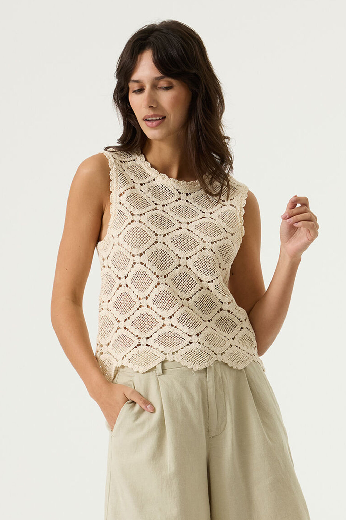 Ecru Crochet Singlet - Afbeelding 2