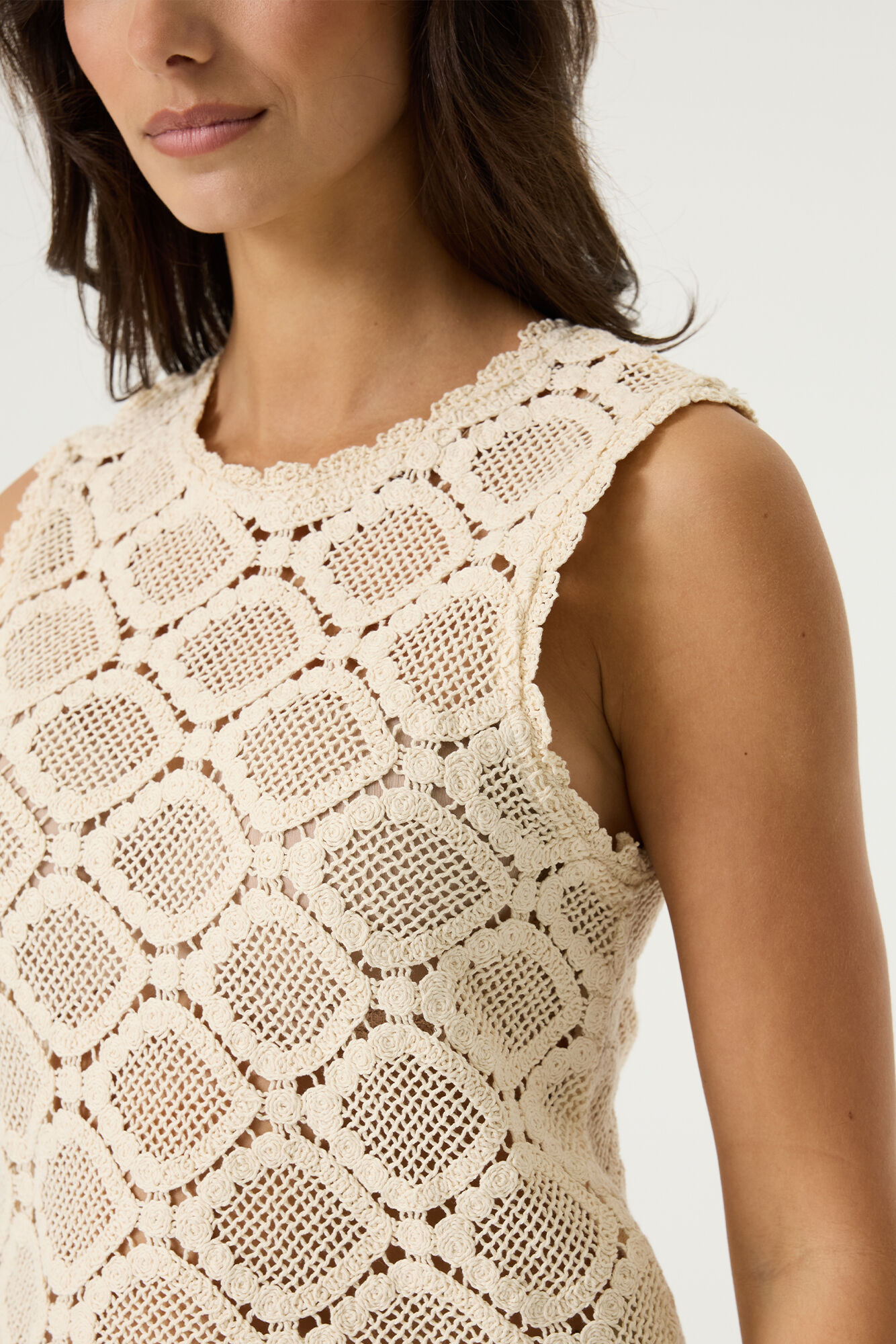 Ecru Crochet Singlet