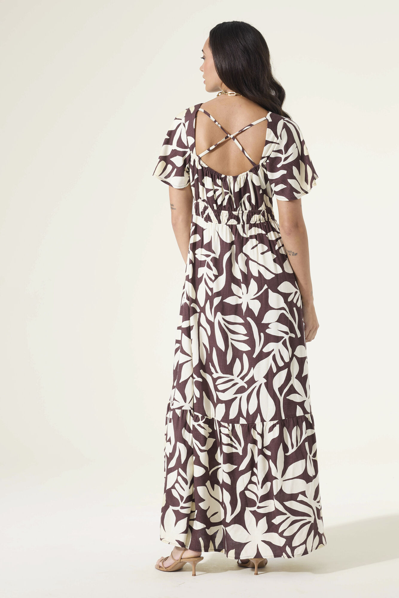 Earth Brown Print Jurk - Afbeelding 3