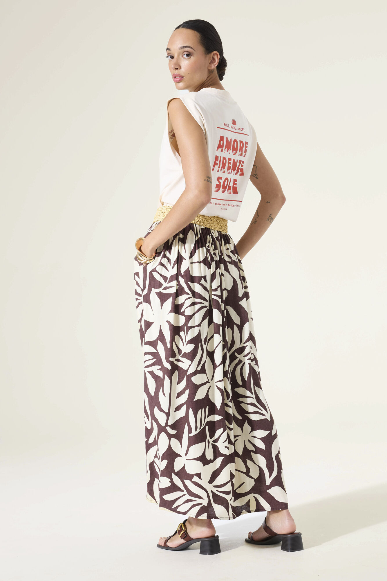 Earth Brown Print Rok - Afbeelding 2