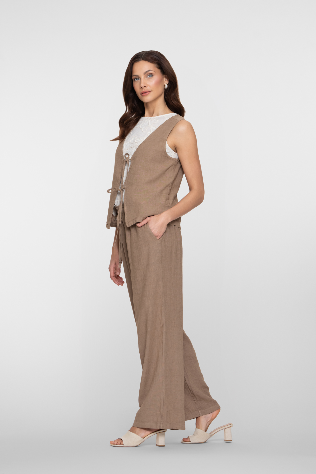 Linnen broek Camel - Afbeelding 2