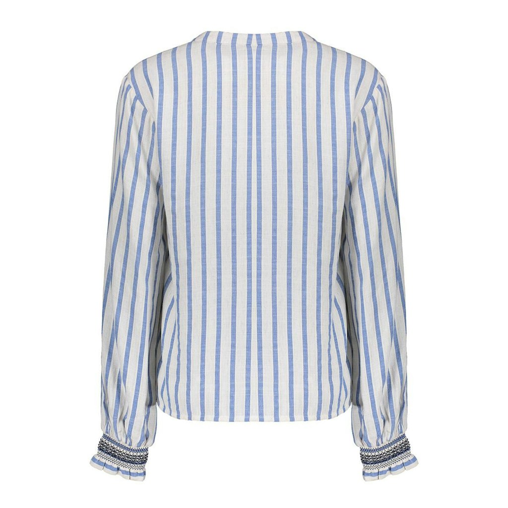 Blouse striped embroiderd cuffs - Afbeelding 1
