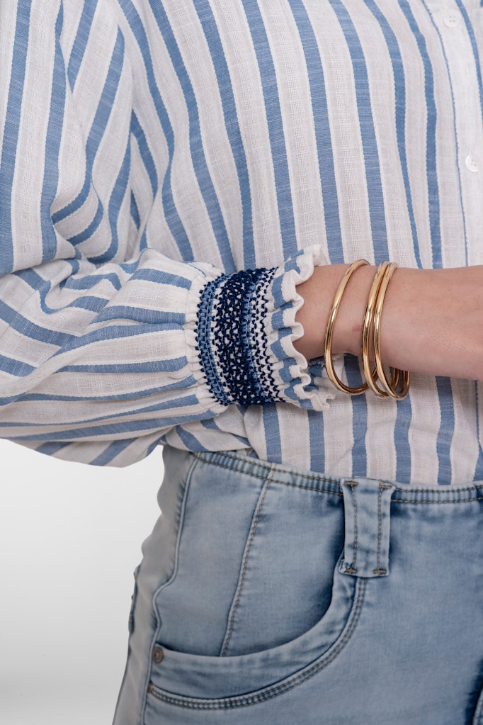 Blouse striped embroiderd cuffs - Afbeelding 2