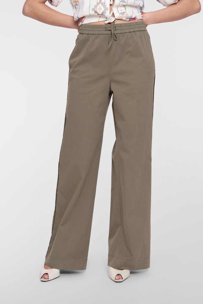 Armygroene Wide Leg met zwarte bies