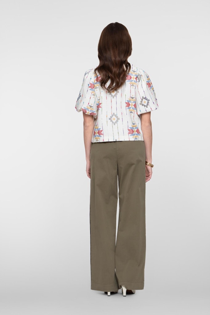 Armygroene Wide Leg met zwarte bies - Afbeelding 2