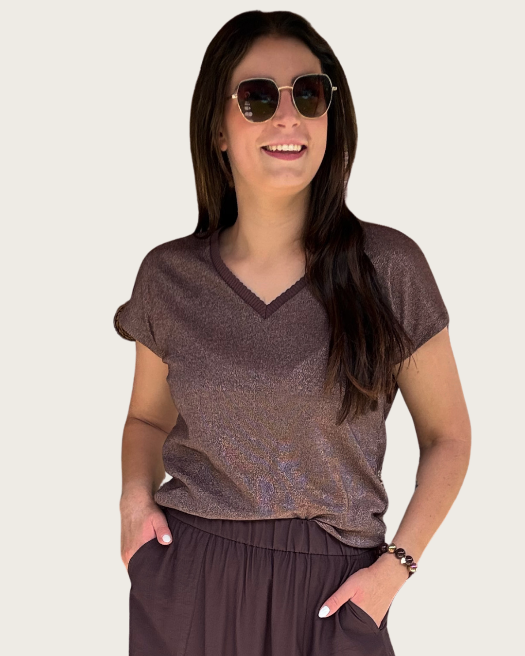 Hazel Bloom V-Top Glitter