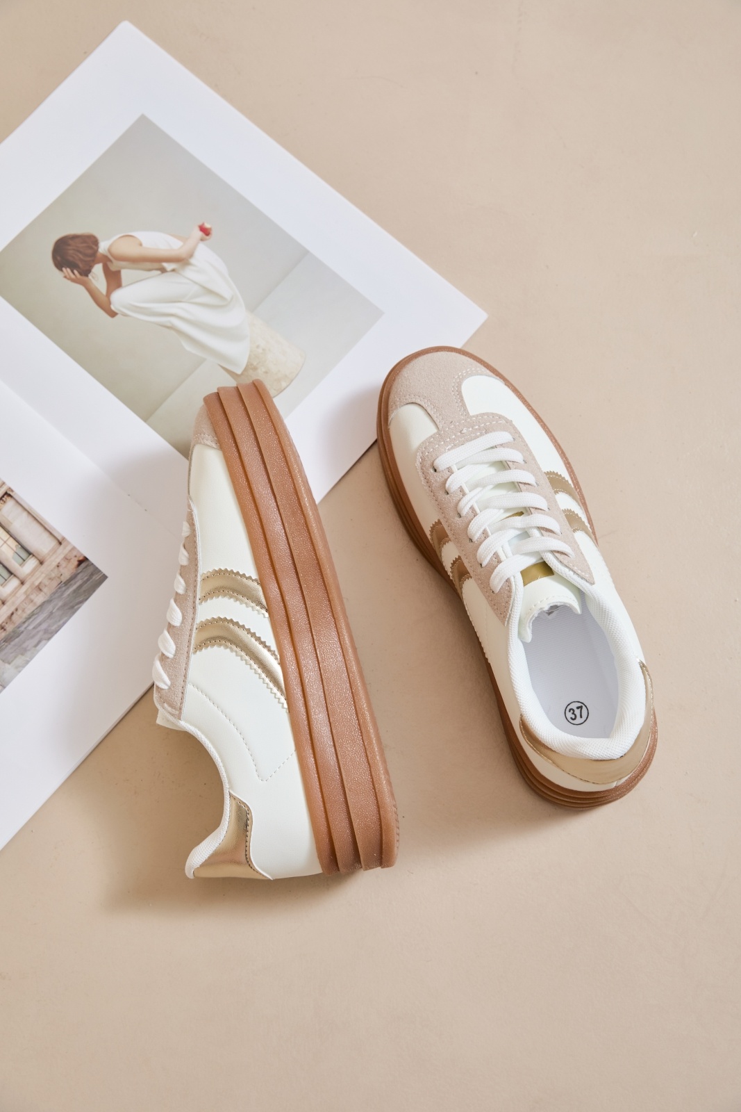 Sneaker Rosa Wit/Goud - Afbeelding 5